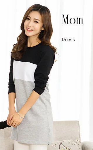 Family Matching Outfits Mother Daughter Dress Family Look Family Clothing Father Son T-Shirt Cotton Patchwork Striped