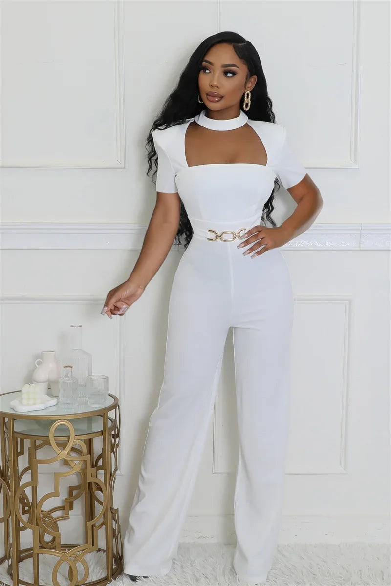 Doyerl Vintage Elegant Jumpsuits for Women Birthday Celebrity Club Party Square Collar Short Sleeve High Waist Wide Leg Rompers
