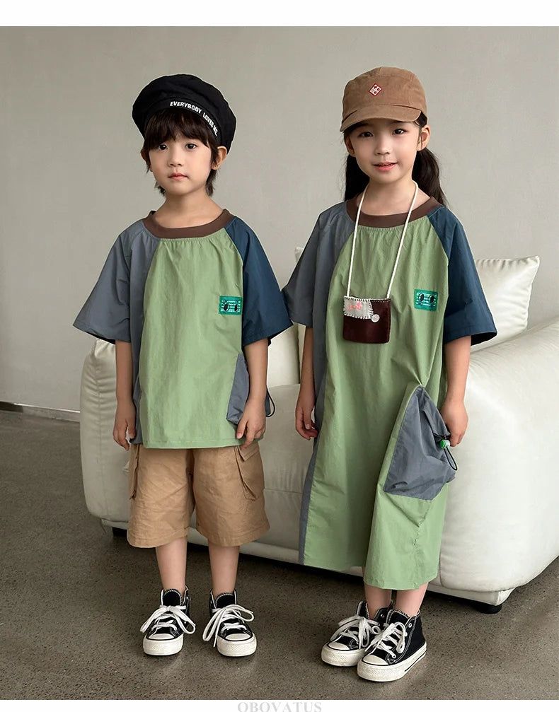 Family Look Matching Outfits Suit Mother Daughter Beach Dress Dad and Son Tshirt Shorts Clothing Set Vacation Summer Costume