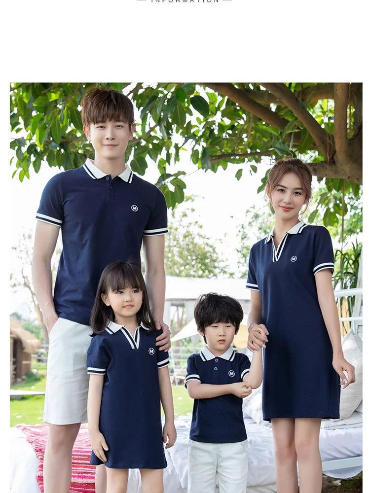 Summer Matching Family Outfits Beach Mum Daughter Dress Dad Son Matching T-shirt& Shorts Holiday Couple Outfit Family Dress