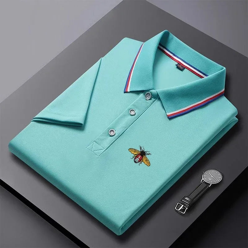 Summer New Men's Short Sleeved Embroidered Polo Shirt Breathable Lightweight Shirt Luxurious Top Casual Lapel Men's T-shirt