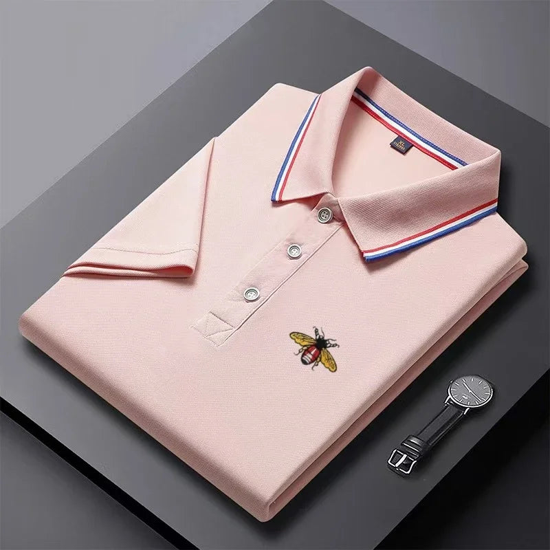 Summer New Men's Short Sleeved Embroidered Polo Shirt Breathable Lightweight Shirt Luxurious Top Casual Lapel Men's T-shirt