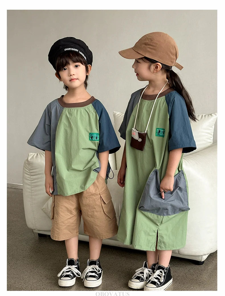 Family Look Matching Outfits Suit Mother Daughter Beach Dress Dad and Son Tshirt Shorts Clothing Set Vacation Summer Costume