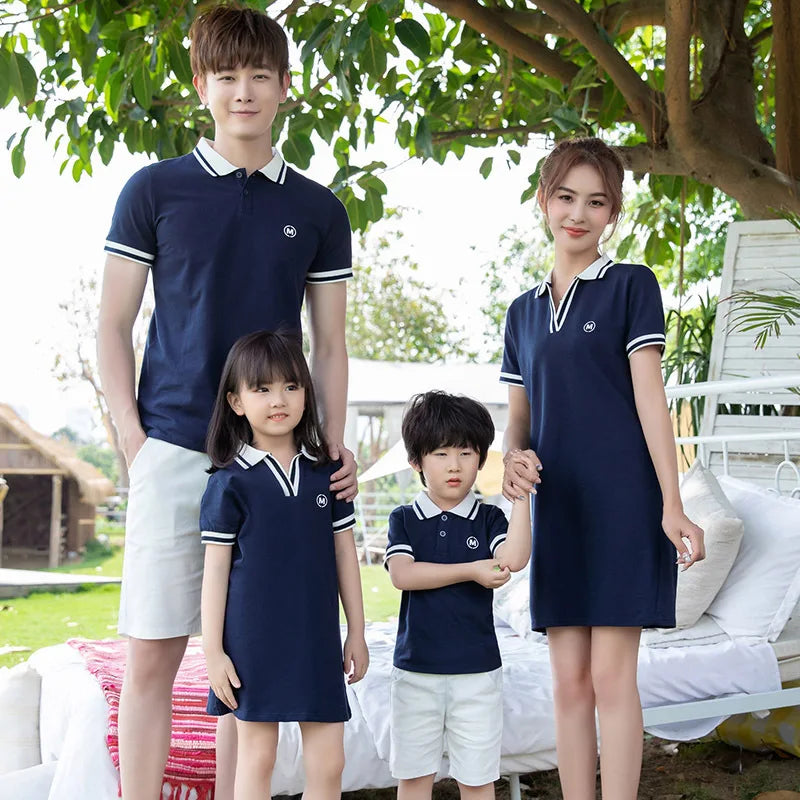Summer Matching Family Outfits Beach Mum Daughter Dress Dad Son Matching T-shirt& Shorts Holiday Couple Outfit Family Dress