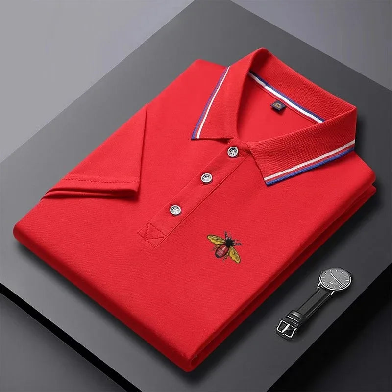 Summer New Men's Short Sleeved Embroidered Polo Shirt Breathable Lightweight Shirt Luxurious Top Casual Lapel Men's T-shirt