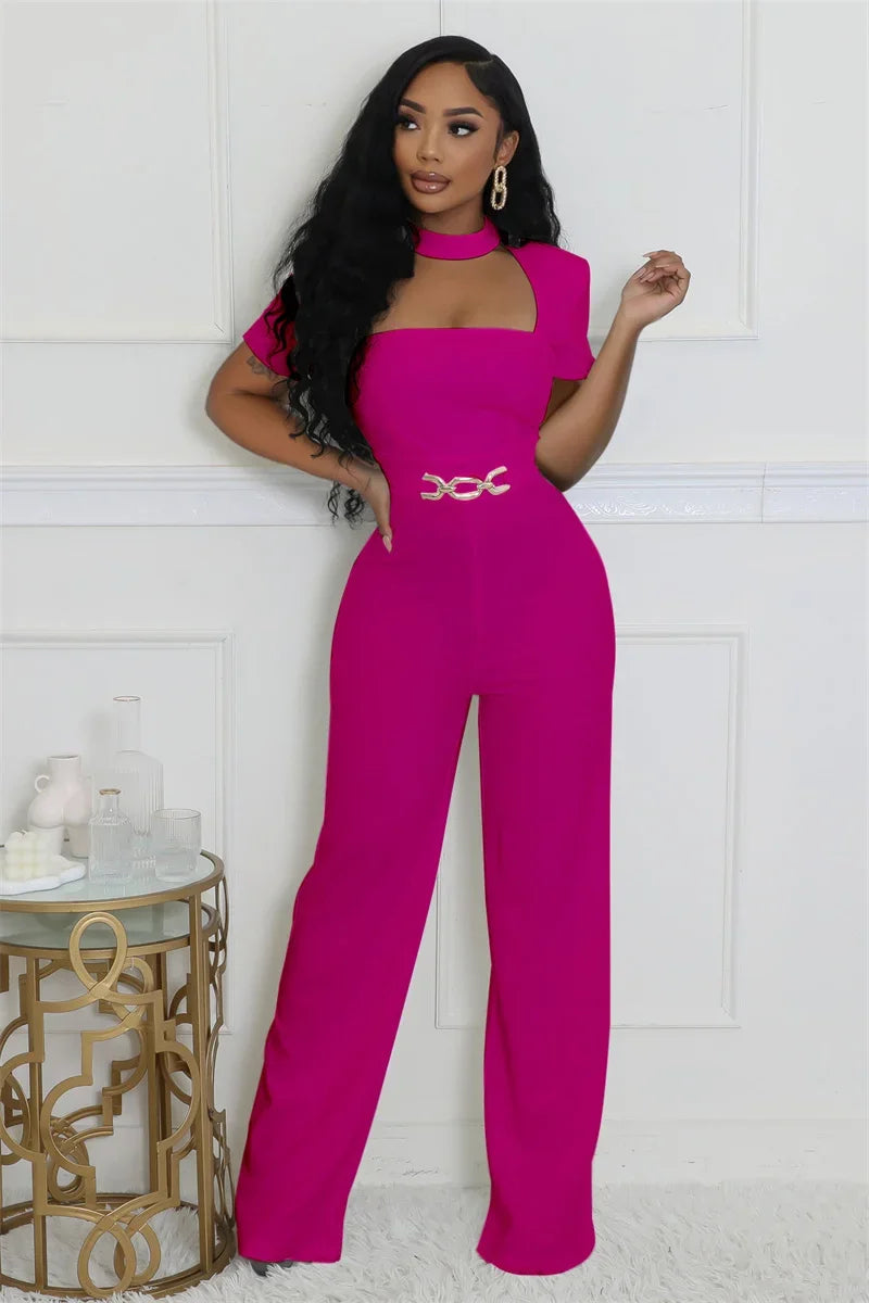 Doyerl Vintage Elegant Jumpsuits for Women Birthday Celebrity Club Party Square Collar Short Sleeve High Waist Wide Leg Rompers