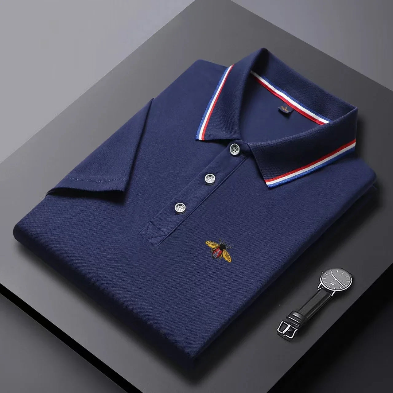 Summer New Men's Short Sleeved Embroidered Polo Shirt Breathable Lightweight Shirt Luxurious Top Casual Lapel Men's T-shirt