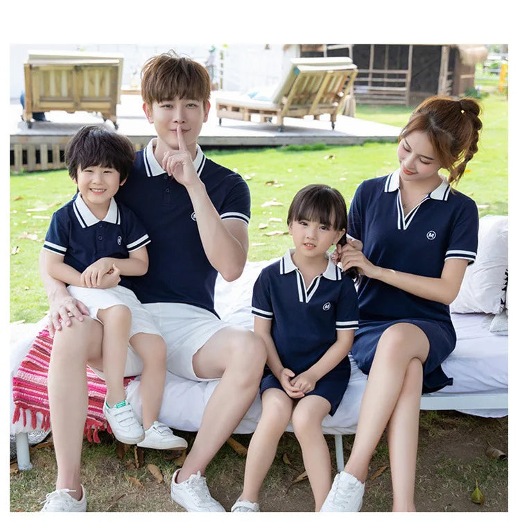 Summer Matching Family Outfits Beach Mum Daughter Dress Dad Son Matching T-shirt& Shorts Holiday Couple Outfit Family Dress