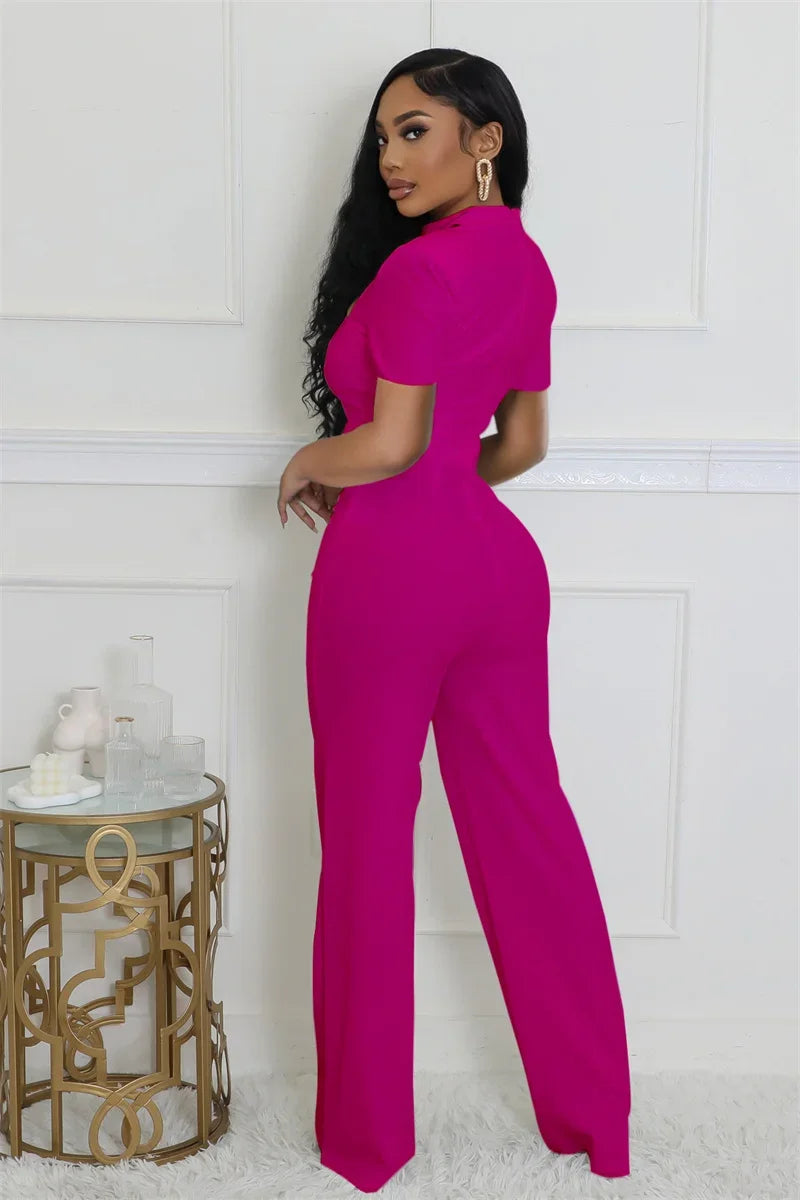 Doyerl Vintage Elegant Jumpsuits for Women Birthday Celebrity Club Party Square Collar Short Sleeve High Waist Wide Leg Rompers