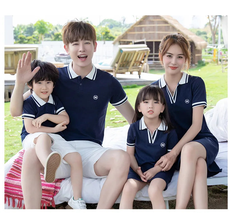 Summer Matching Family Outfits Beach Mum Daughter Dress Dad Son Matching T-shirt& Shorts Holiday Couple Outfit Family Dress