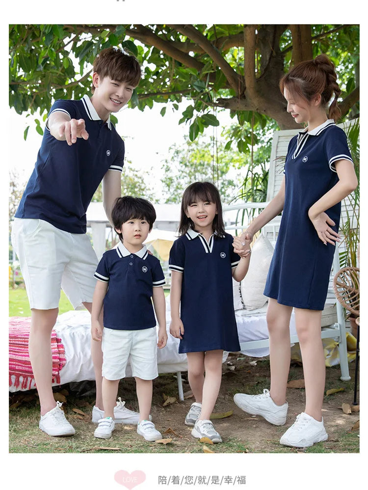 Summer Matching Family Outfits Beach Mum Daughter Dress Dad Son Matching T-shirt& Shorts Holiday Couple Outfit Family Dress