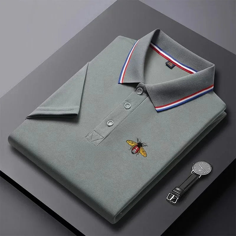 Summer New Men's Short Sleeved Embroidered Polo Shirt Breathable Lightweight Shirt Luxurious Top Casual Lapel Men's T-shirt