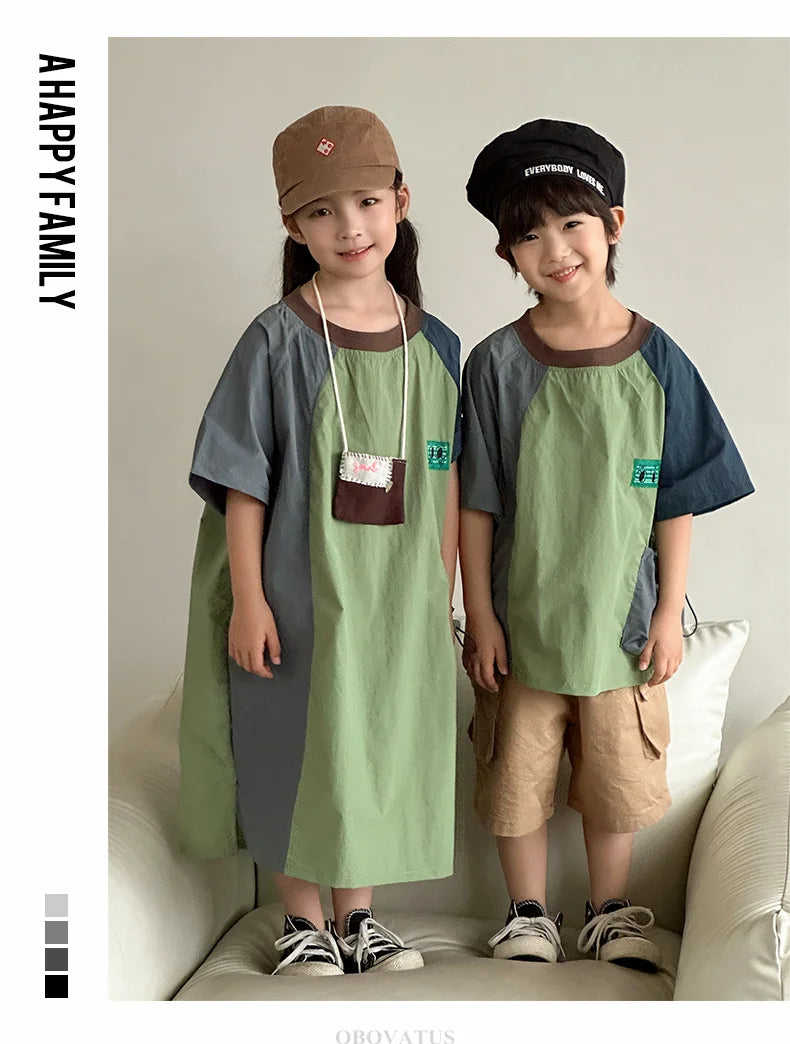 Family Look Matching Outfits Suit Mother Daughter Beach Dress Dad and Son Tshirt Shorts Clothing Set Vacation Summer Costume