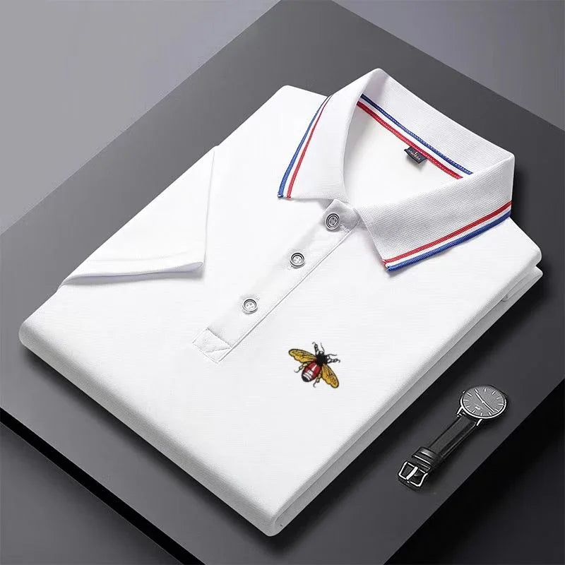 Summer New Men's Short Sleeved Embroidered Polo Shirt Breathable Lightweight Shirt Luxurious Top Casual Lapel Men's T-shirt