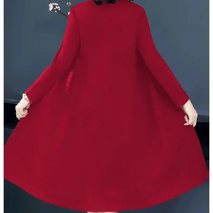 Spring Autumn Two-Piece Set Women's Mid-Aged Mommy Dress Elegant New Style Windbreaker Jacket Female Fashionable Outfit