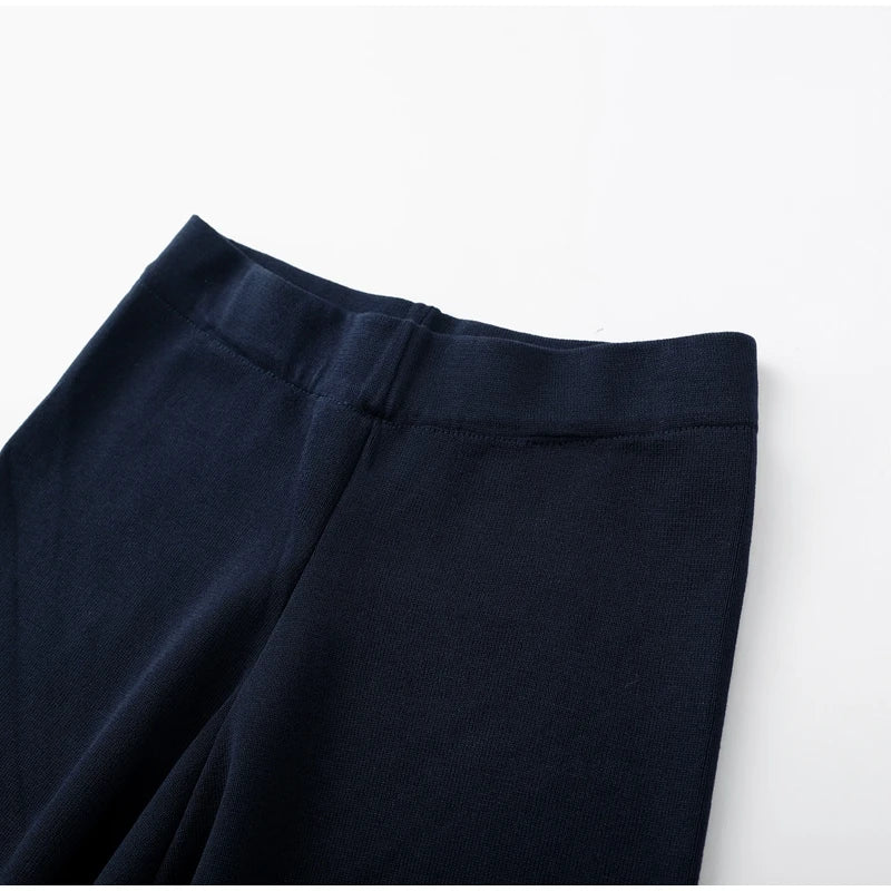 Knit Vest Pants Sets Women Elegant O-neck Slim Ruffles Tank Tops High Waist Flare Pant 2025 Chic All Season Office Lady Outfits
