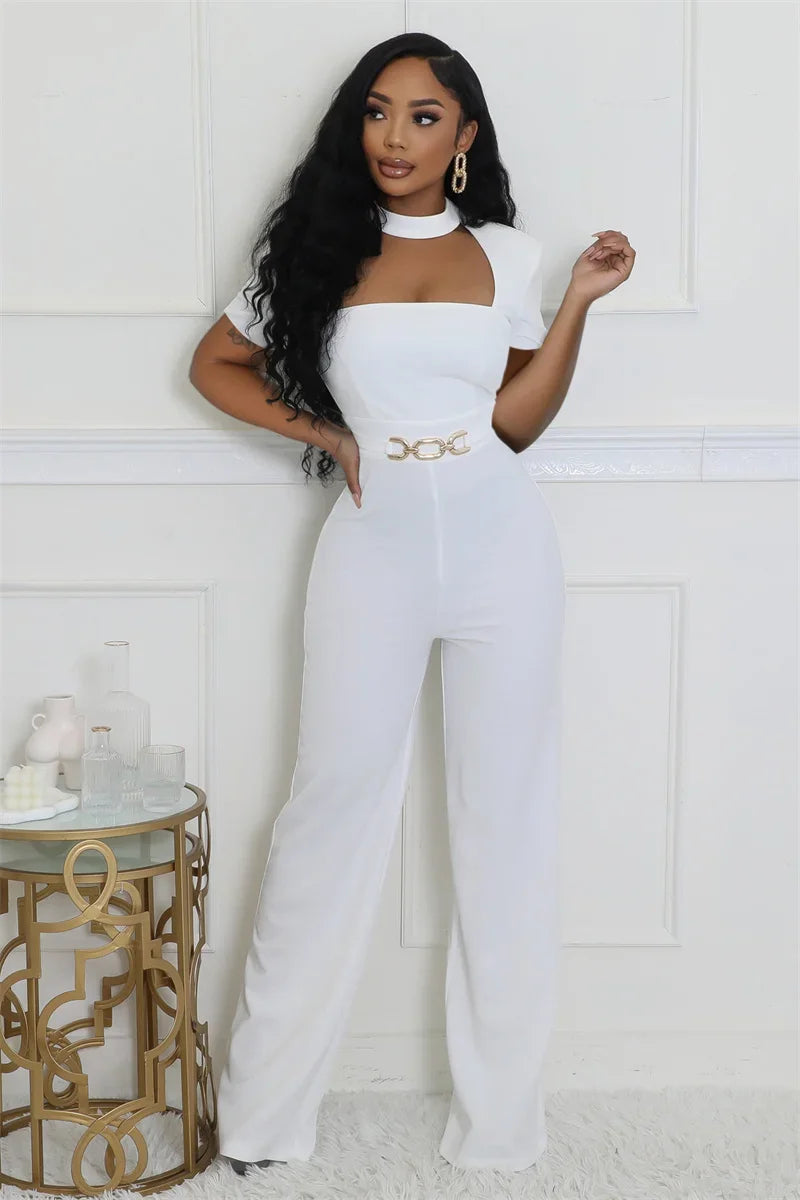 Doyerl Vintage Elegant Jumpsuits for Women Birthday Celebrity Club Party Square Collar Short Sleeve High Waist Wide Leg Rompers