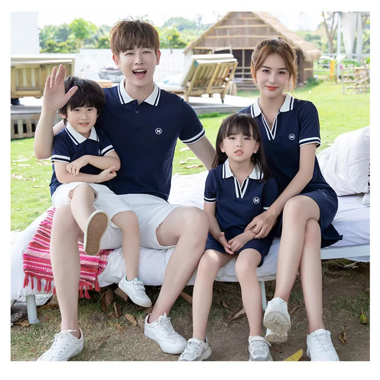 Summer Matching Family Outfits Beach Mum Daughter Dress Dad Son Matching T-shirt& Shorts Holiday Couple Outfit Family Dress