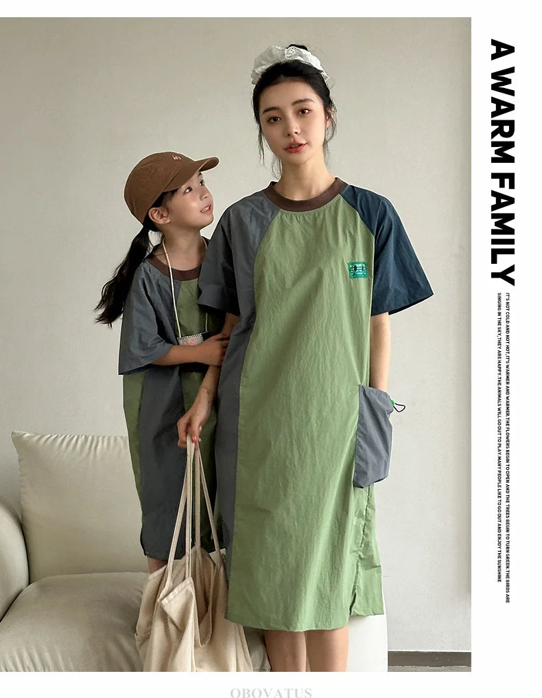 Family Look Matching Outfits Suit Mother Daughter Beach Dress Dad and Son Tshirt Shorts Clothing Set Vacation Summer Costume