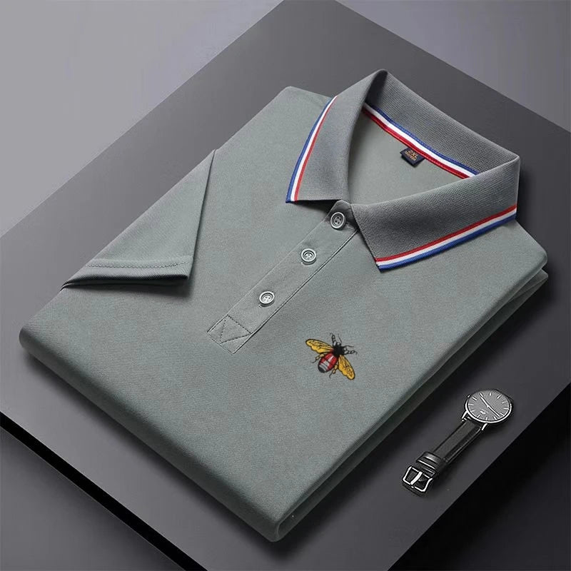 Summer New Men's Short Sleeved Embroidered Polo Shirt Breathable Lightweight Shirt Luxurious Top Casual Lapel Men's T-shirt