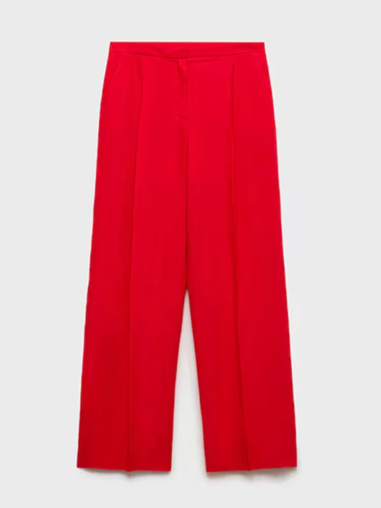 Elegant Halter Vest Pants Sets Women Slim Single Breasted Backless Sleeveless Pleated Wide Leg Pant 2025 Summer Lady Office Suit