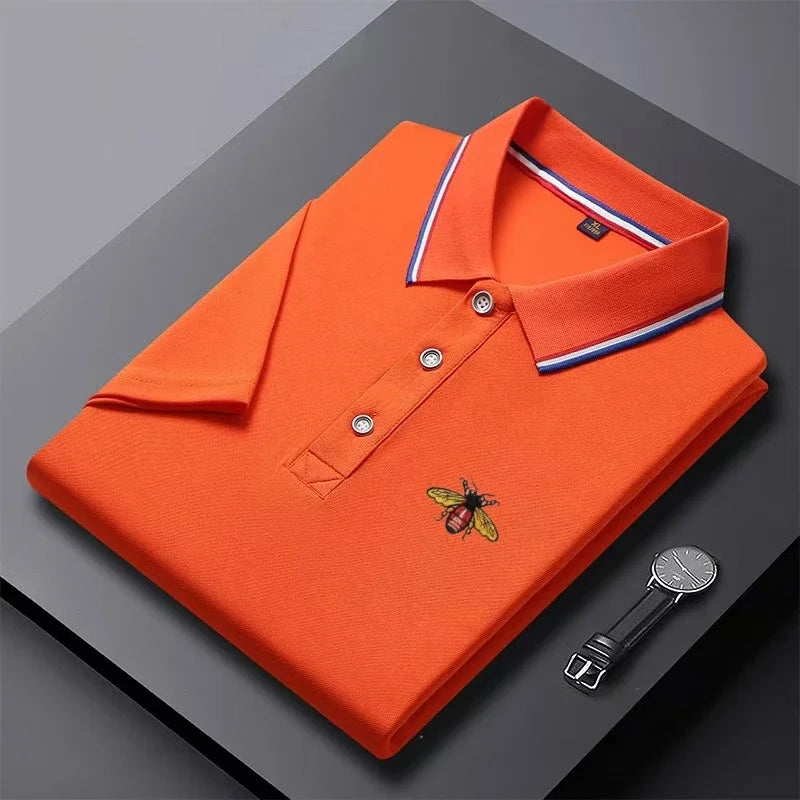 Summer New Men's Short Sleeved Embroidered Polo Shirt Breathable Lightweight Shirt Luxurious Top Casual Lapel Men's T-shirt