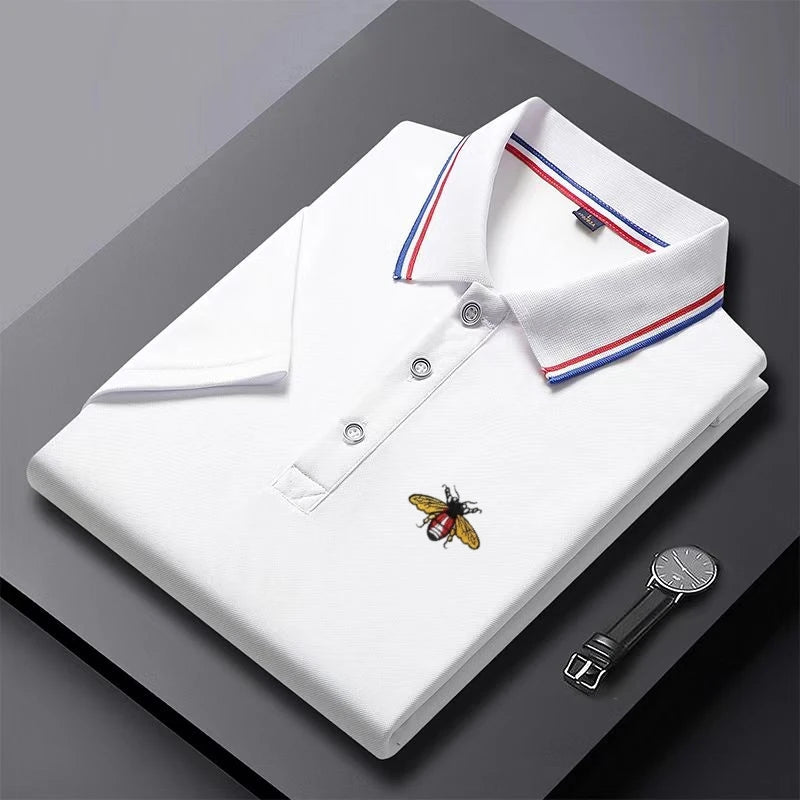 Summer New Men's Short Sleeved Embroidered Polo Shirt Breathable Lightweight Shirt Luxurious Top Casual Lapel Men's T-shirt