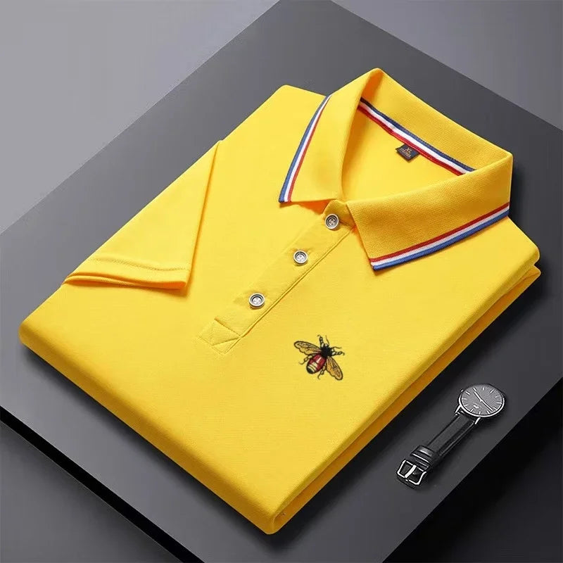 Summer New Men's Short Sleeved Embroidered Polo Shirt Breathable Lightweight Shirt Luxurious Top Casual Lapel Men's T-shirt