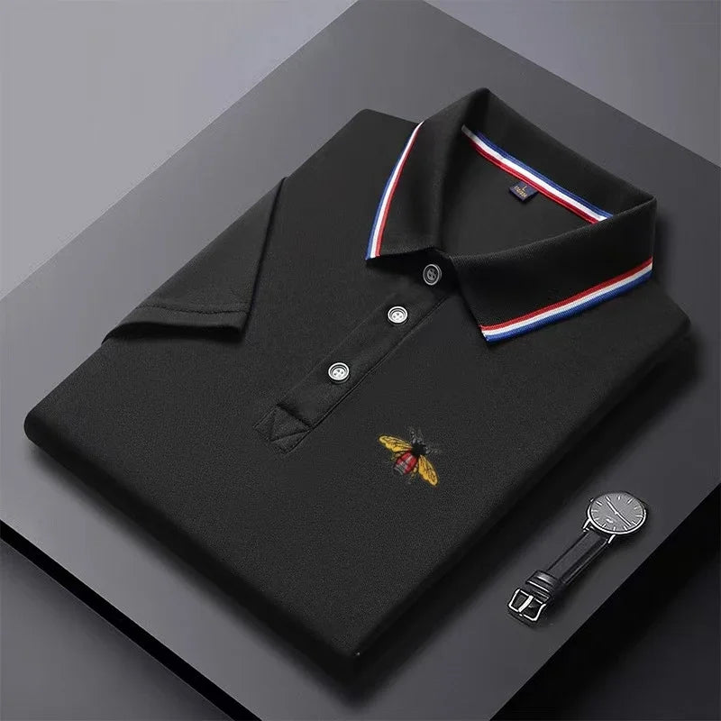 Summer New Men's Short Sleeved Embroidered Polo Shirt Breathable Lightweight Shirt Luxurious Top Casual Lapel Men's T-shirt