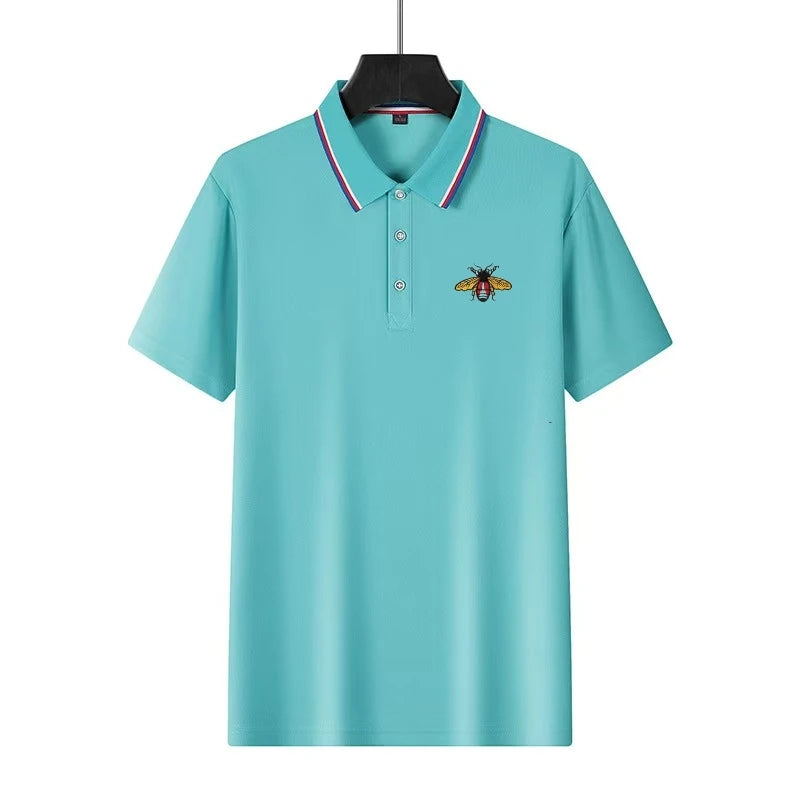 Summer New Men's Short Sleeved Embroidered Polo Shirt Breathable Lightweight Shirt Luxurious Top Casual Lapel Men's T-shirt