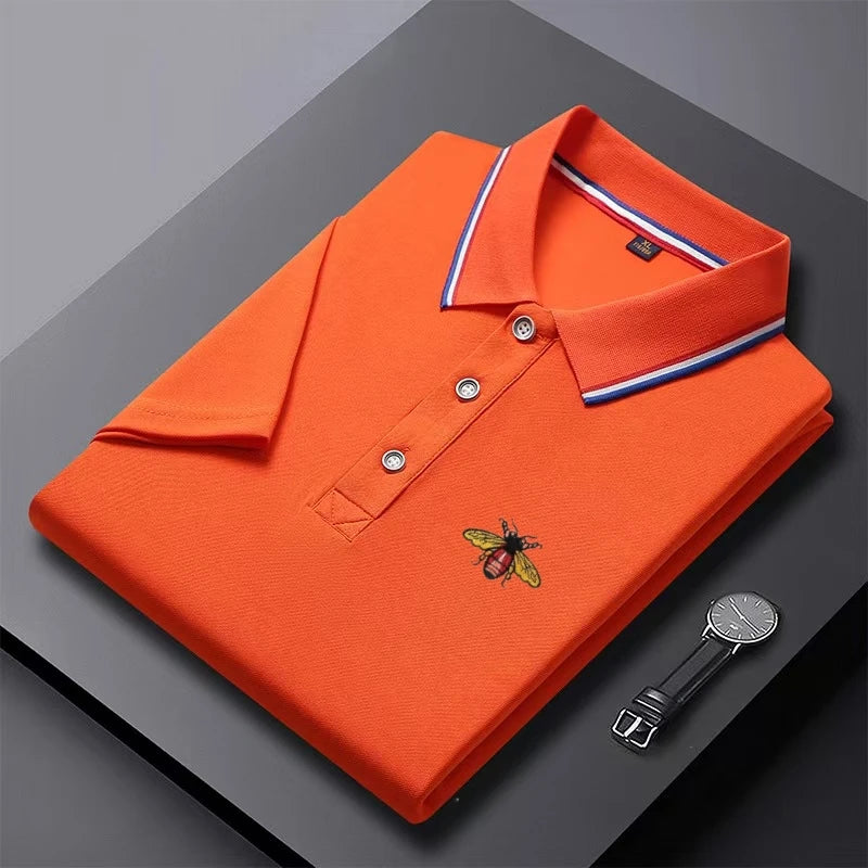 Summer New Men's Short Sleeved Embroidered Polo Shirt Breathable Lightweight Shirt Luxurious Top Casual Lapel Men's T-shirt