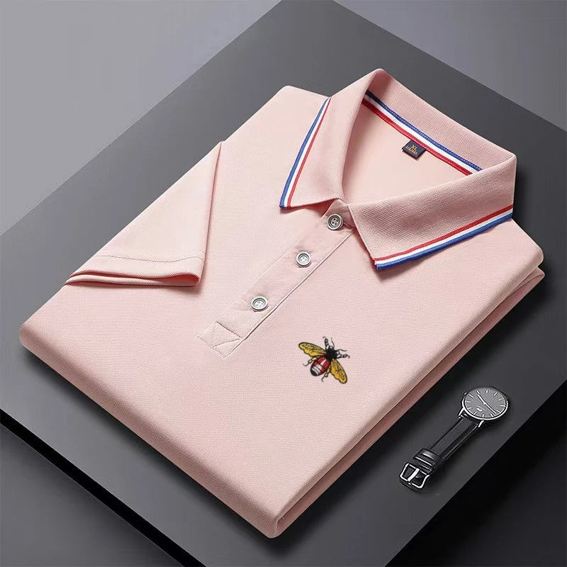 Summer New Men's Short Sleeved Embroidered Polo Shirt Breathable Lightweight Shirt Luxurious Top Casual Lapel Men's T-shirt