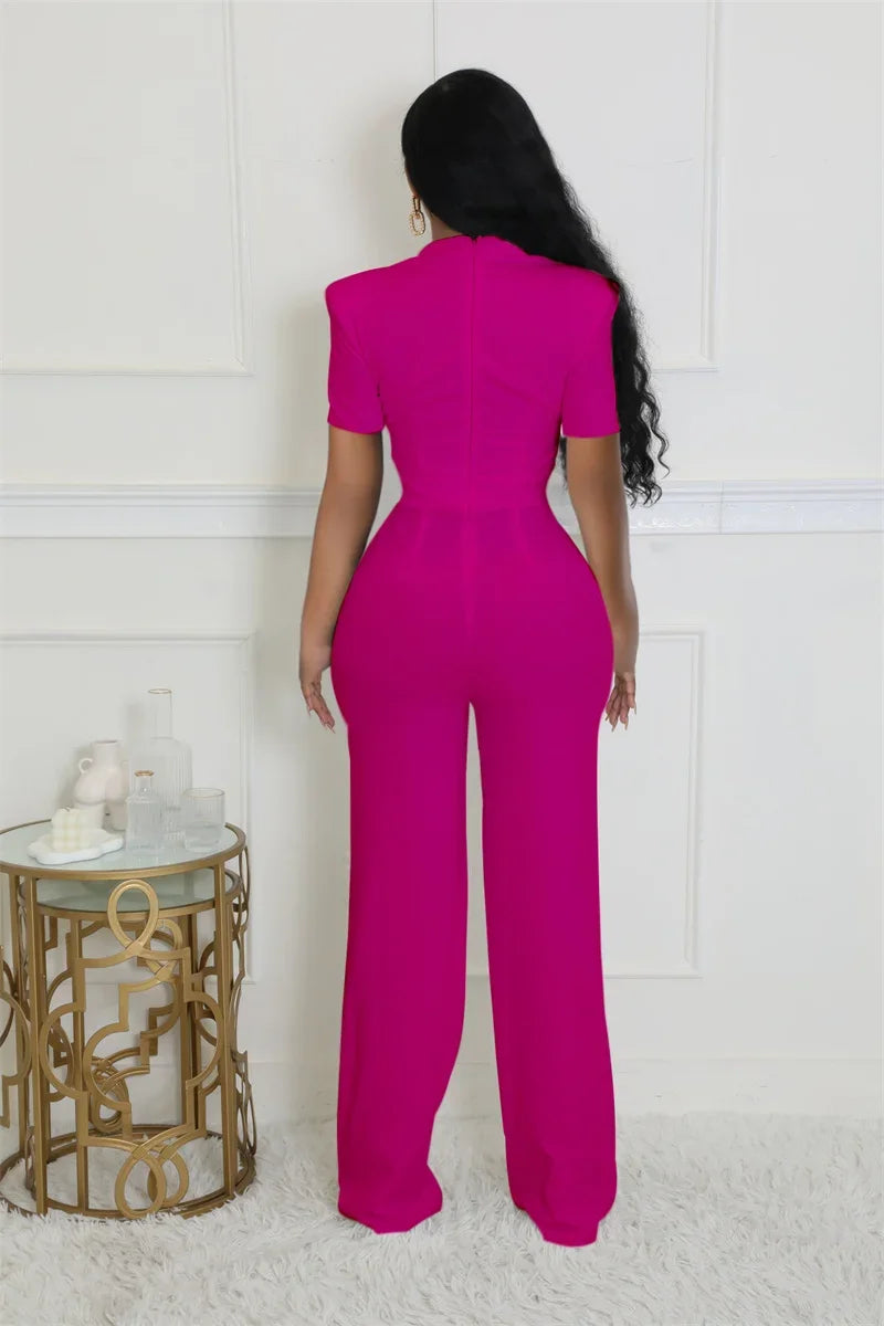 Doyerl Vintage Elegant Jumpsuits for Women Birthday Celebrity Club Party Square Collar Short Sleeve High Waist Wide Leg Rompers