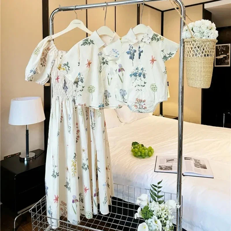 Couple Vacation Family Outfits Mom Daughter Matching Dress Dad Son Holiday Shirts Korean Sister Brother Clothes Baby Bodysuit