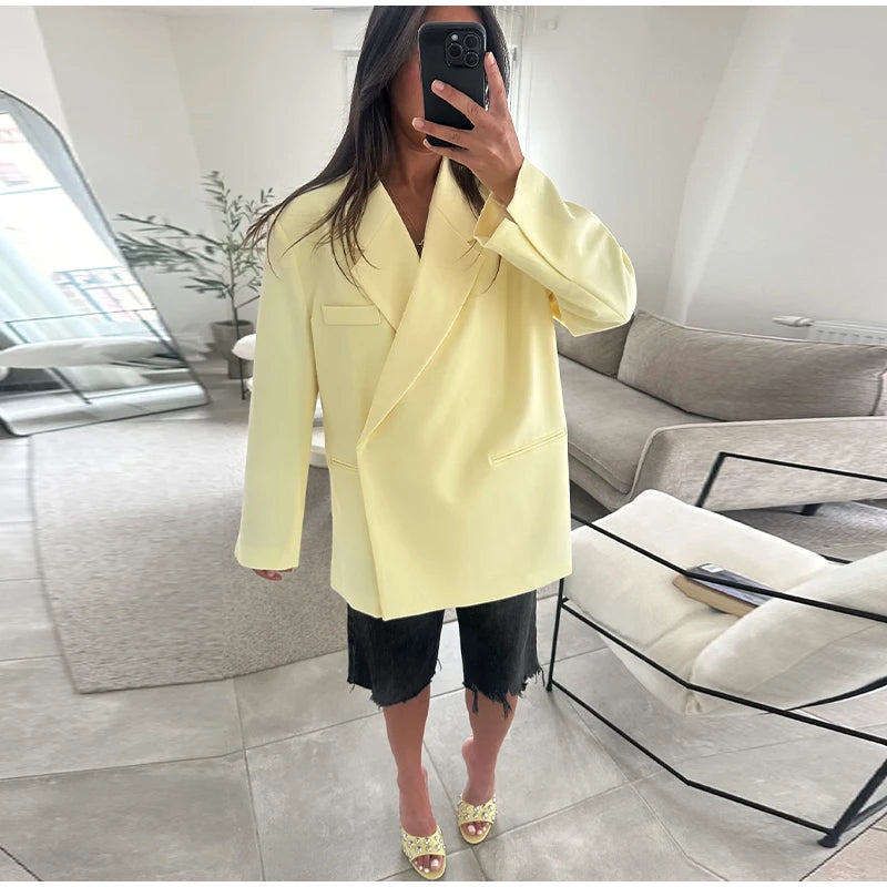 Chic Short Sleeves Suit Female Lapel Single Button Loose Blazer Coats Casual Versatile Women's Coat Spring Summer New Jackets