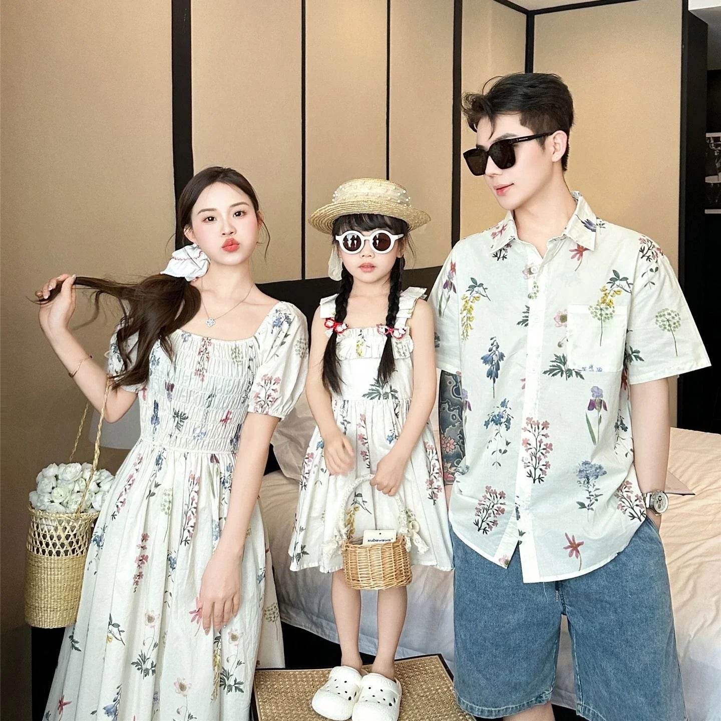 Couple Vacation Family Outfits Mom Daughter Matching Dress Dad Son Holiday Shirts Korean Sister Brother Clothes Baby Bodysuit
