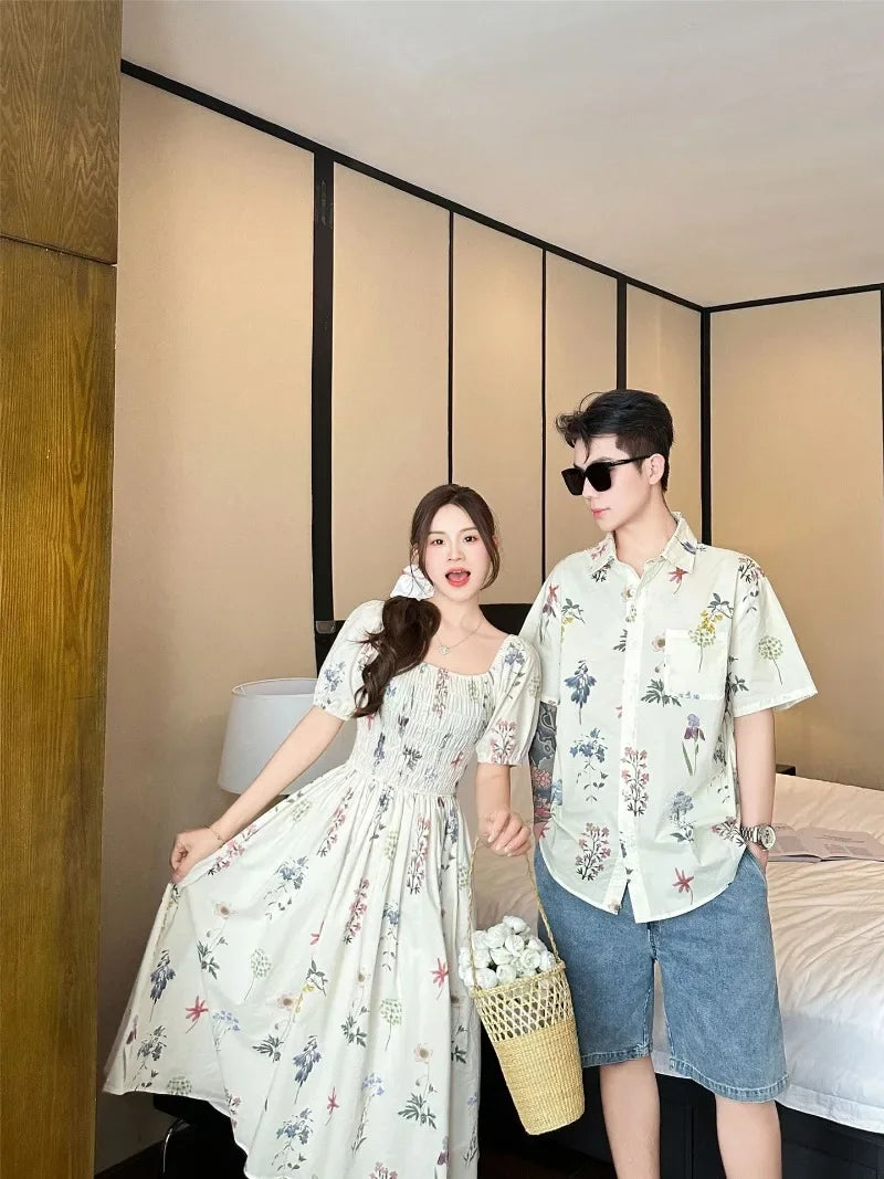 Couple Vacation Family Outfits Mom Daughter Matching Dress Dad Son Holiday Shirts Korean Sister Brother Clothes Baby Bodysuit