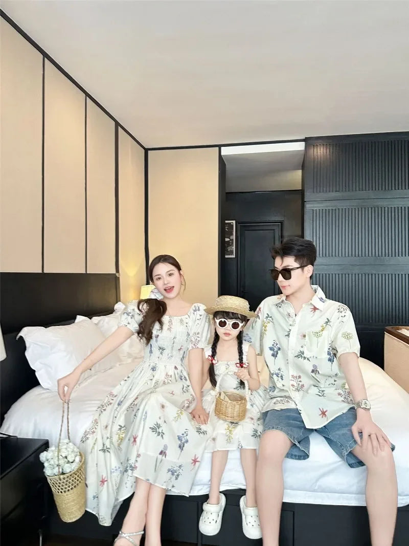 Couple Vacation Family Outfits Mom Daughter Matching Dress Dad Son Holiday Shirts Korean Sister Brother Clothes Baby Bodysuit
