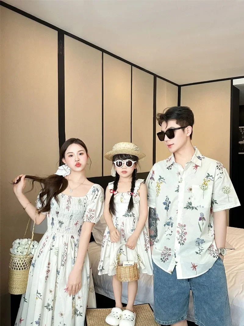 Couple Vacation Family Outfits Mom Daughter Matching Dress Dad Son Holiday Shirts Korean Sister Brother Clothes Baby Bodysuit