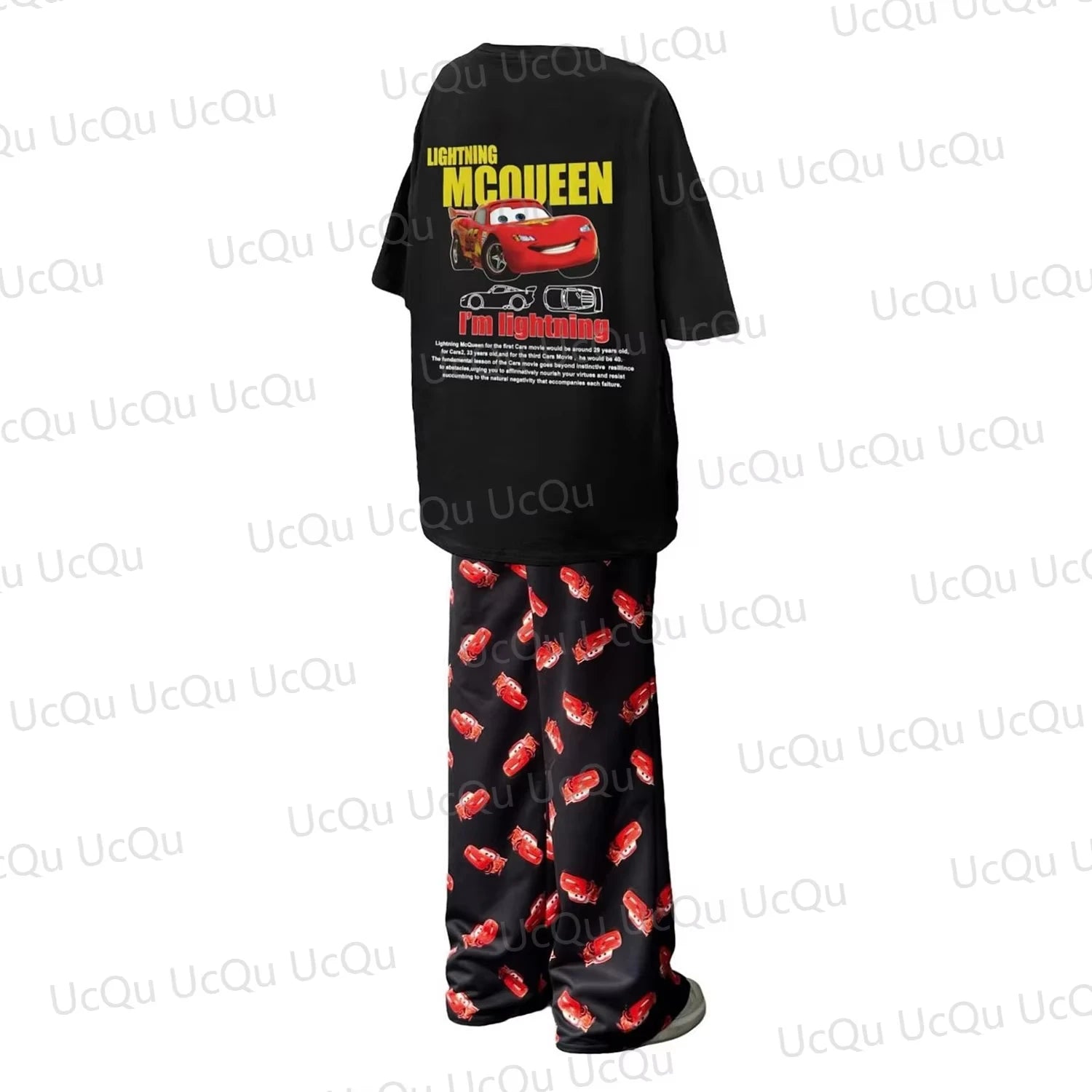 2025 McQueen & Sally Oversized Summer Pajama Set Cotton T-Shirt + Pants for Couples/Family Adults & Kids Outfit