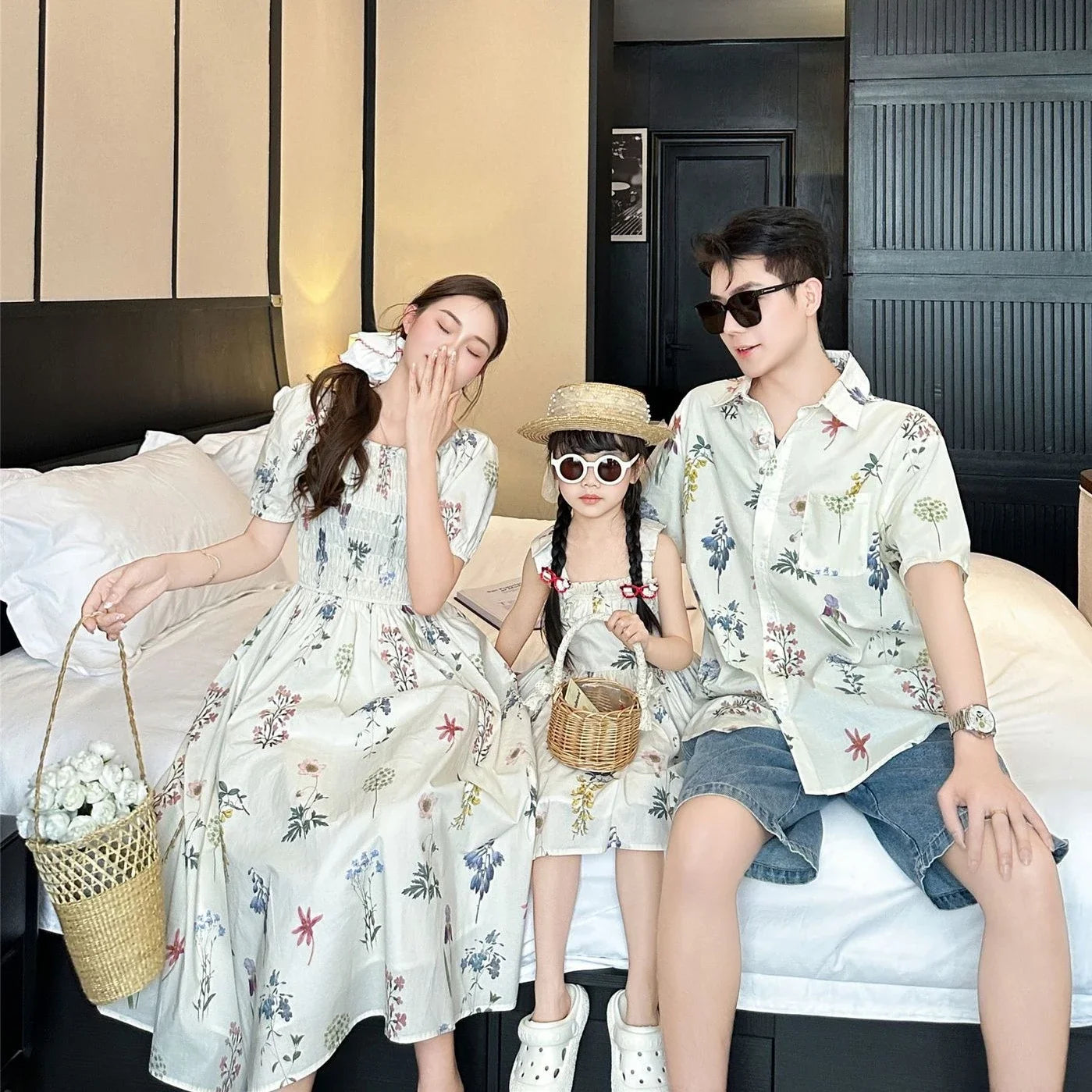 Couple Vacation Family Outfits Mom Daughter Matching Dress Dad Son Holiday Shirts Korean Sister Brother Clothes Baby Bodysuit