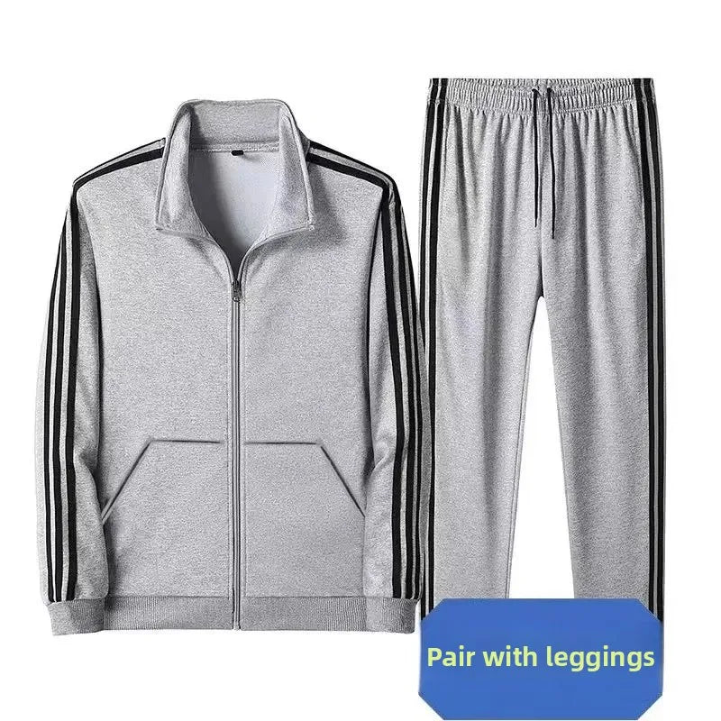 Couple's Sportswear Set Long Sleeve Stand Collar Running Outfit Spring Autumn Slim Fit Versatile Popular Morning Run Two Piece