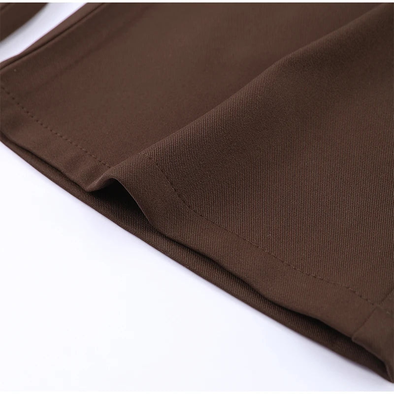 Casual 2 Piece Pants Sets Women Solid One Button Blazer Zippers High Waist Pleat Wide Trousers 2025 Spring Summer Lady Outfits