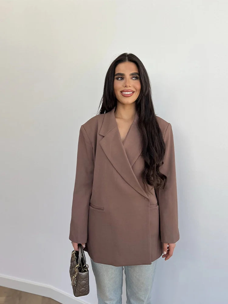 Chic Short Sleeves Suit Female Lapel Single Button Loose Blazer Coats Casual Versatile Women's Coat Spring Summer New Jackets