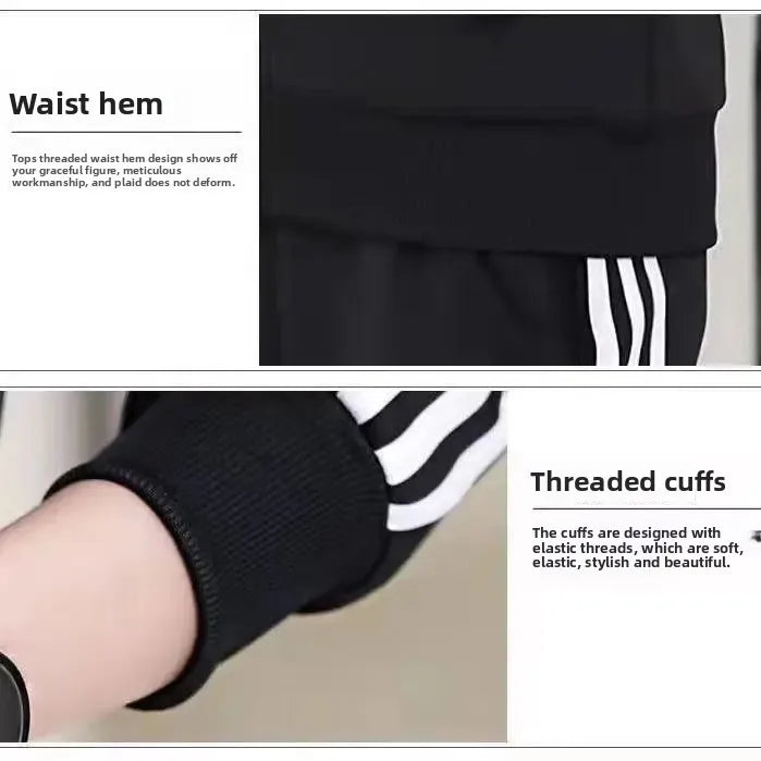Couple's Sportswear Set Long Sleeve Stand Collar Running Outfit Spring Autumn Slim Fit Versatile Popular Morning Run Two Piece