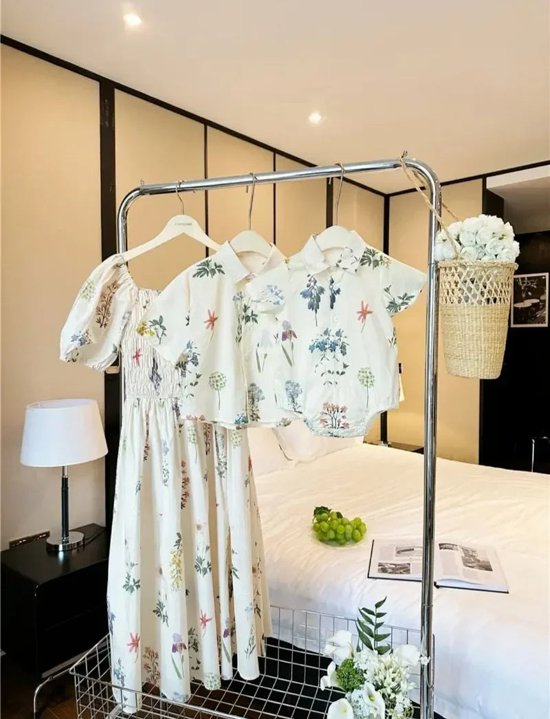 Couple Vacation Family Outfits Mom Daughter Matching Dress Dad Son Holiday Shirts Korean Sister Brother Clothes Baby Bodysuit