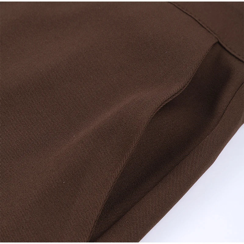 Casual 2 Piece Pants Sets Women Solid One Button Blazer Zippers High Waist Pleat Wide Trousers 2025 Spring Summer Lady Outfits