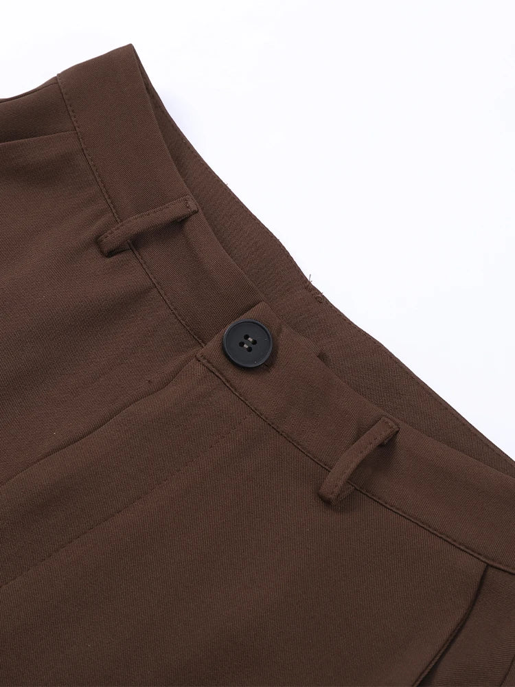 Casual 2 Piece Pants Sets Women Solid One Button Blazer Zippers High Waist Pleat Wide Trousers 2025 Spring Summer Lady Outfits