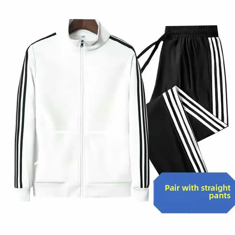 Couple's Sportswear Set Long Sleeve Stand Collar Running Outfit Spring Autumn Slim Fit Versatile Popular Morning Run Two Piece