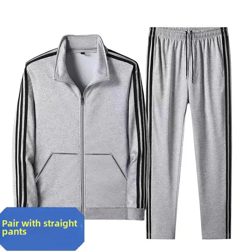 Couple's Sportswear Set Long Sleeve Stand Collar Running Outfit Spring Autumn Slim Fit Versatile Popular Morning Run Two Piece